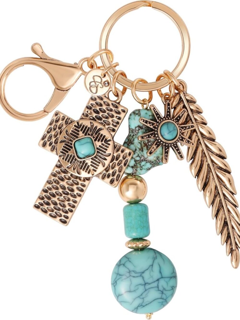 Turquoise & Pave Crystal Keychain Bag Charm for Women - Stylish Accessory